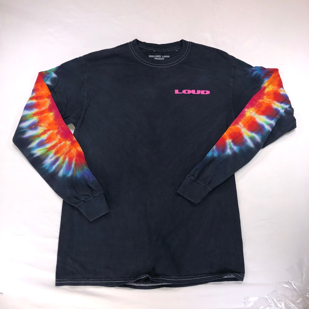 Rolling Loud Miami 2021 Long Sleeve Tie Dye T-Shirt Mens Medium Black Concert